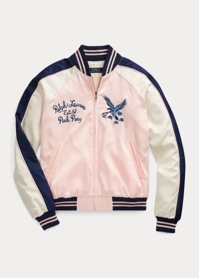 Ralph Lauren Pink Pony Satin Bomber Jakke Dame Danmark (NEZKJ4172)